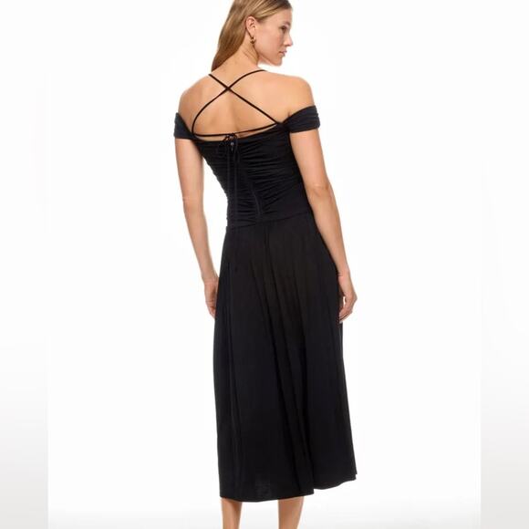 Rosetta Getty Collective Off The Shoulder Ruched Bodice Midi dress black - 12 - Picture 2 of 12